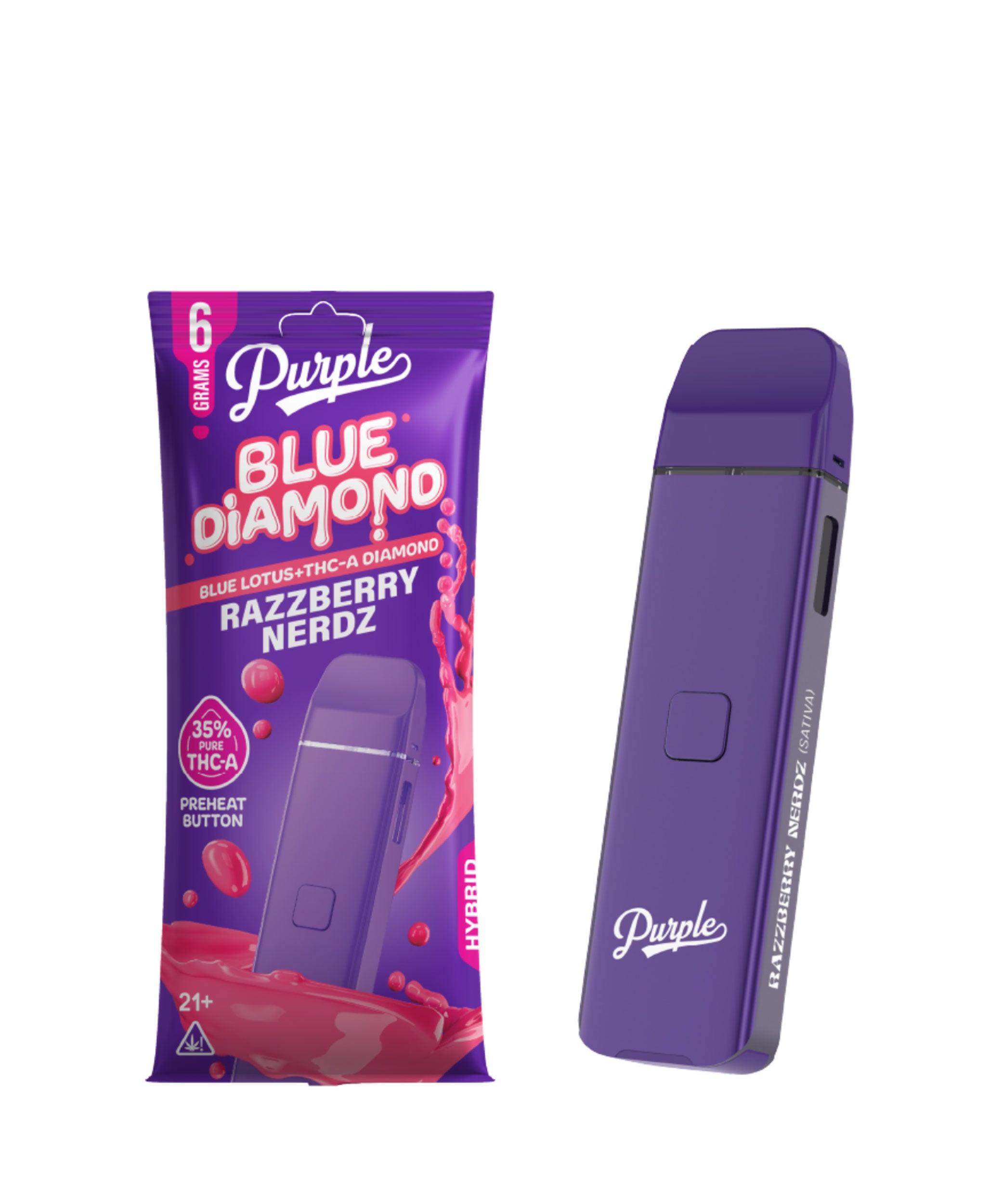 Purple Blue Diamond 35% THCa 6G Vape Razzberry Nerdz