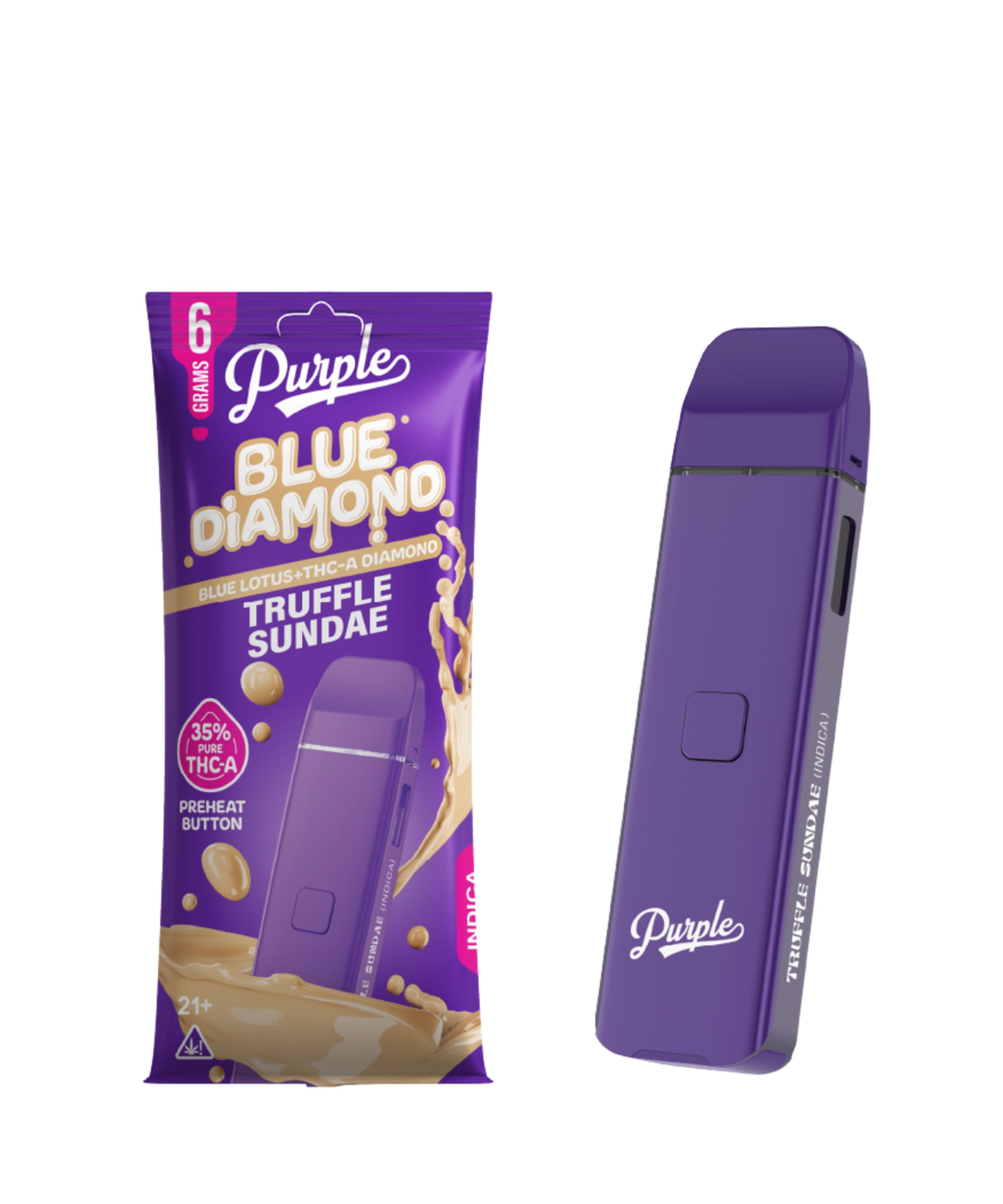 Purple Blue Diamond 35% THCa 6G Vape Truffle Sundae